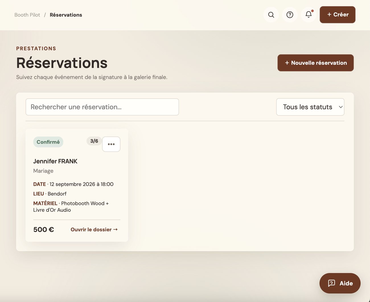 Réservations BoothPilot